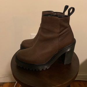 Dr Martens Magdalena Leather Boots Brown
